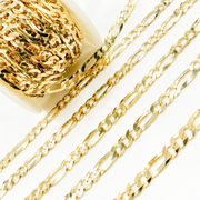 Y85GP. Gold Plated 925 Sterling Silver Flat Figaro Chain